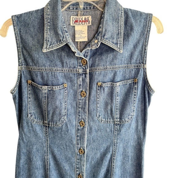 VTG Bill Blass Womens Denim Dress Medium Jumper Sleeveless Maxi Cottagecore 90s - Picture 4 of 16